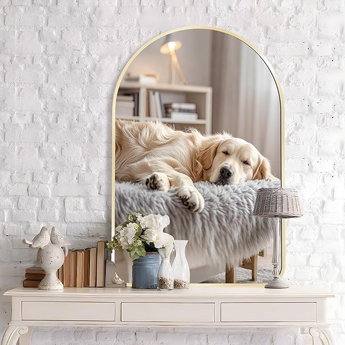 Arched Wall Mirror 24"X36", Modern Farmhouse Mirror Wall Mounted, Curved Arch by PUZONJIG