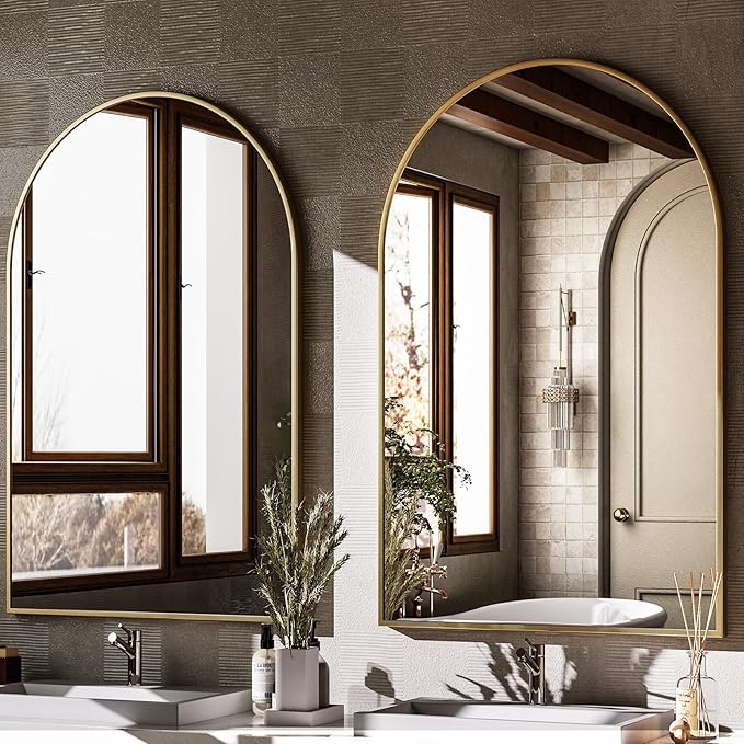 HARRITPURE Arched Wall Mirror 24"x36" – Gold Metal Frame Vanity Mirrors - Image 5