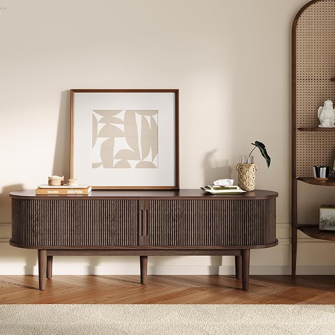 LINSY 58" Fluted TV Stand, Modern Entertainment Center - Image 8