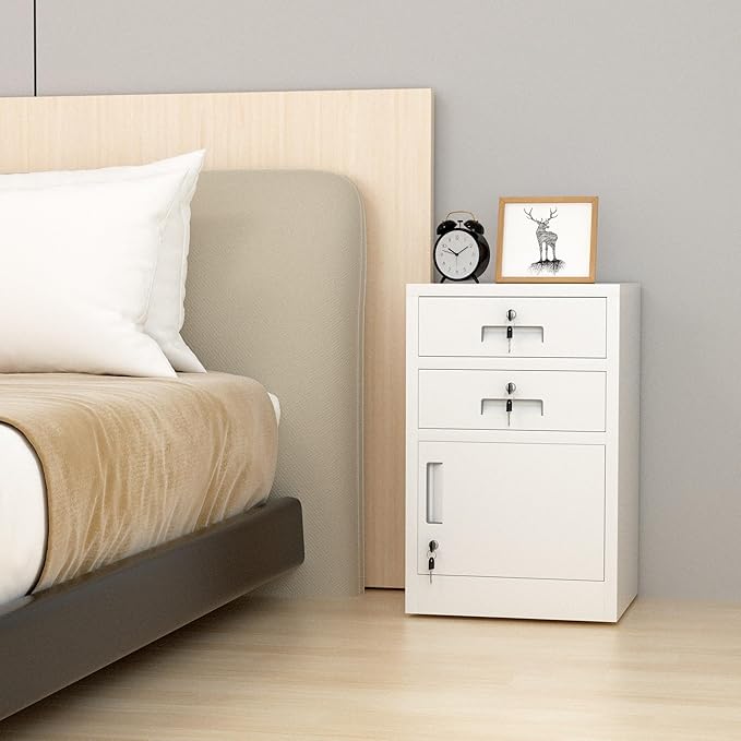 Metal Storage Cabinet with Locking Door and 2 Lockable Drawers - Image 5