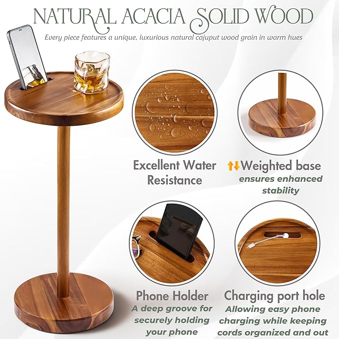 Drink Table, 24.4" Tall Compact Side Table - Image 4