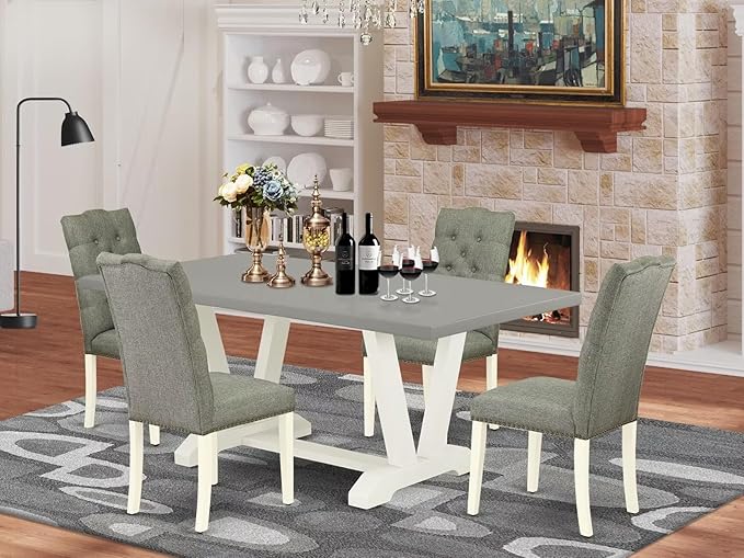 East West Furniture V097EL207-5 5 Piece Modern Dining Table Set Includes a - Image 2