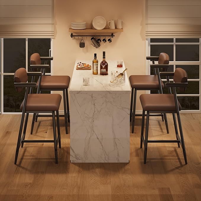 GarveeHome Bar Stools Set of 2, 26.5" Upholstered Counter Height Bar Stools - Image 3