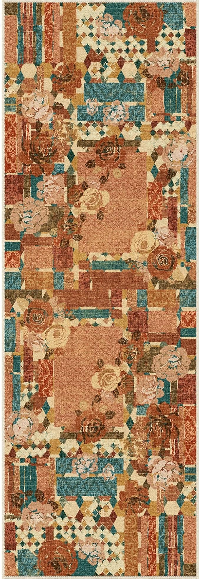 GENIMO Floral Runner Rug 2X6, Machine Washable Non Slip Vintage Patchwork - Image 10