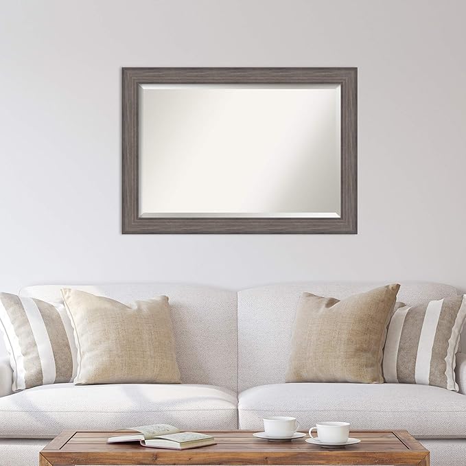 Amanti Art Grey Wall Mirror 29x41 Country Barnwood Rectangle Bathroom Mirror - Image 5