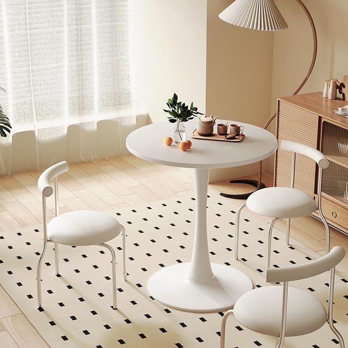 White Round Dining Table for 2 Person, 24 Inch Small Tulip Table - Image 5
