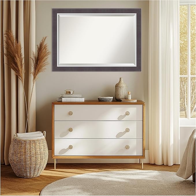 Amanti Art Brown Wall Mirror 30x42 Ellie Brown Silver Rectangle Bathroom Mirror - Image 6
