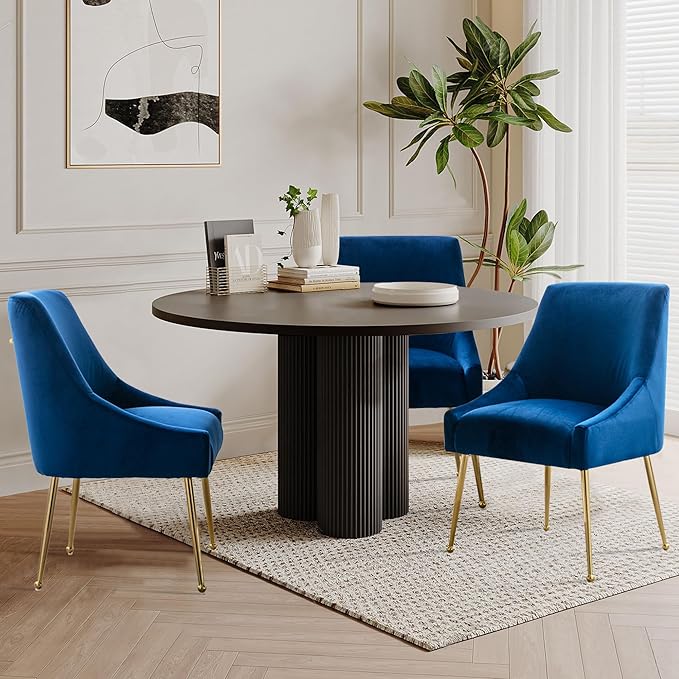 Modern Velvet Dining Chairs Set of 2, Contemporary Upholstered Furniture - Image 2