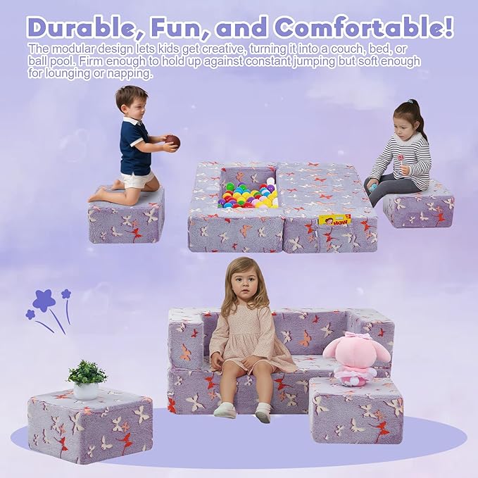 MeMoreCool Modular Kids Couch, Glow Play Toddler Couch - Image 4