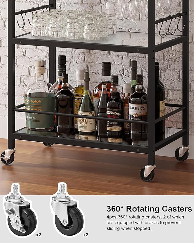 TUTOTAK Bar Cart, Home Bar Serving Cart - Image 5