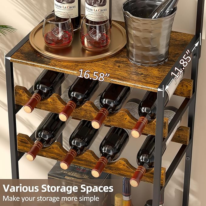 5-Tier Wine Rack Freestanding Floor, Liquor Bar Stand - Image 5