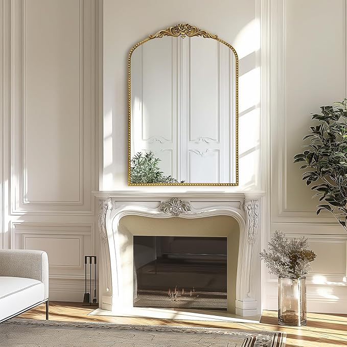 AIXI HOME Vintage Gold Arched Mirror 24"x36", Traditional Arendahl Antique - Image 2