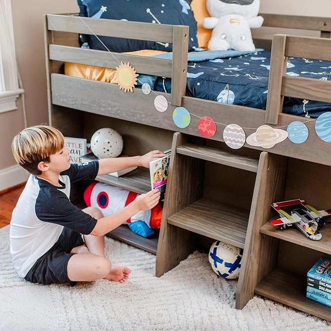 Max & Lily Modern Farmhouse Low Loft Bed, Twin Bed Frame - Image 3