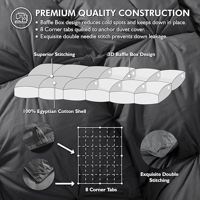 Luxurious Goose Down Feather Fiber Comforter Oversize California King Size - Image 4