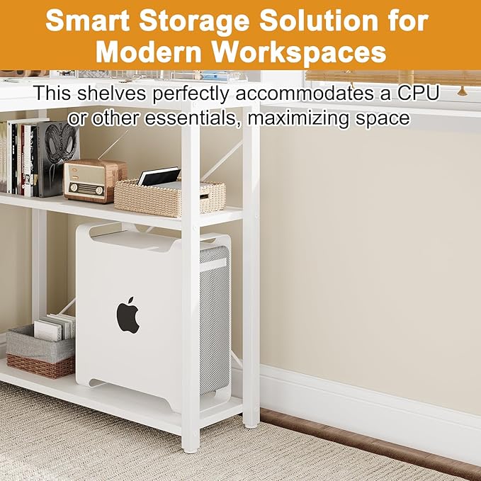 L Shaped Computer Desk with Reversible Shelves, 47 Inch Small Corner Desk with - Image 6