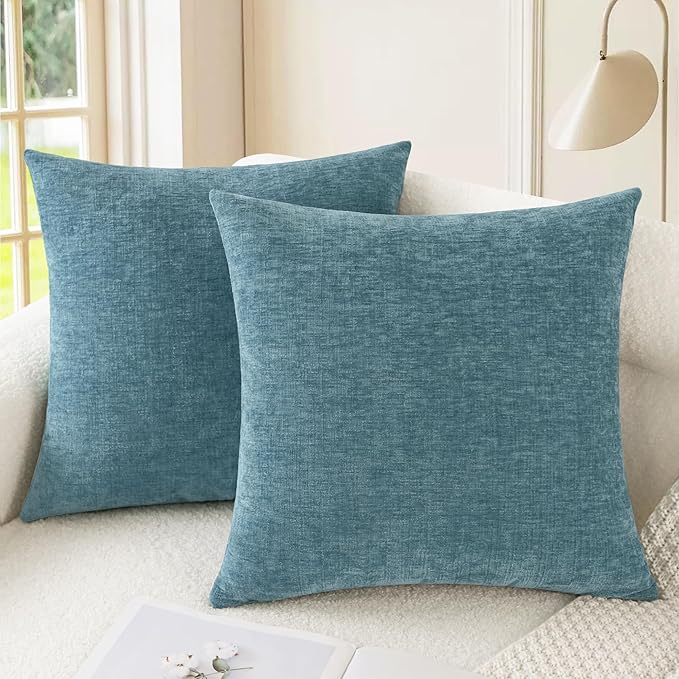 CaliTime Throw Pillow Covers Decorative 26 X 26 Inches Pack of 2 Cozy Chenille by CaliTime