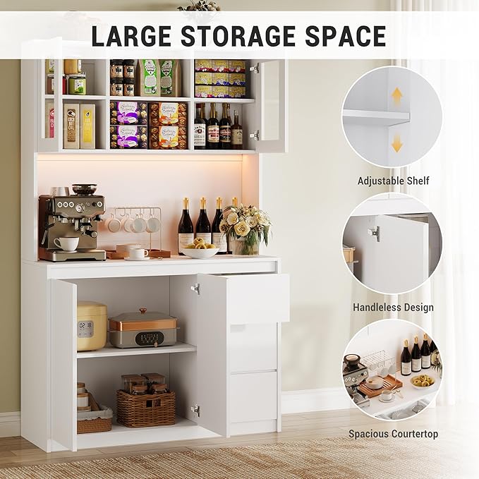 Garvee Kitchen Pantry Cabinet, Kitchen Storage Hutch - Image 6