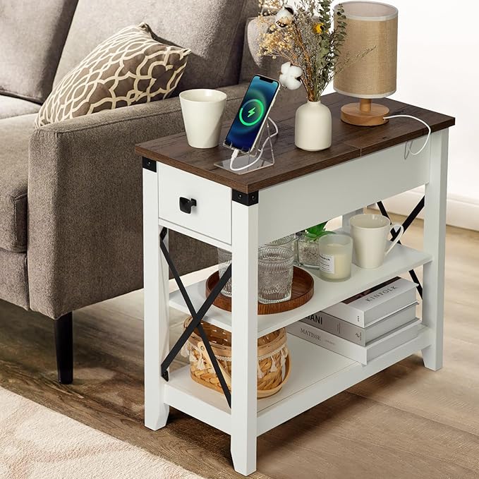 Narrow End Table with Charging Station - Image 9