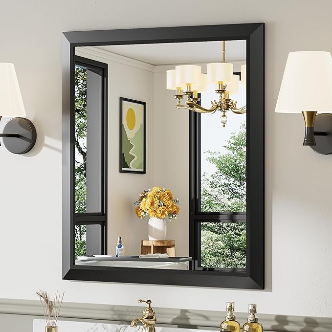 28x32 Inch Black Bathroom Mirror by Briivuemodernmirrors