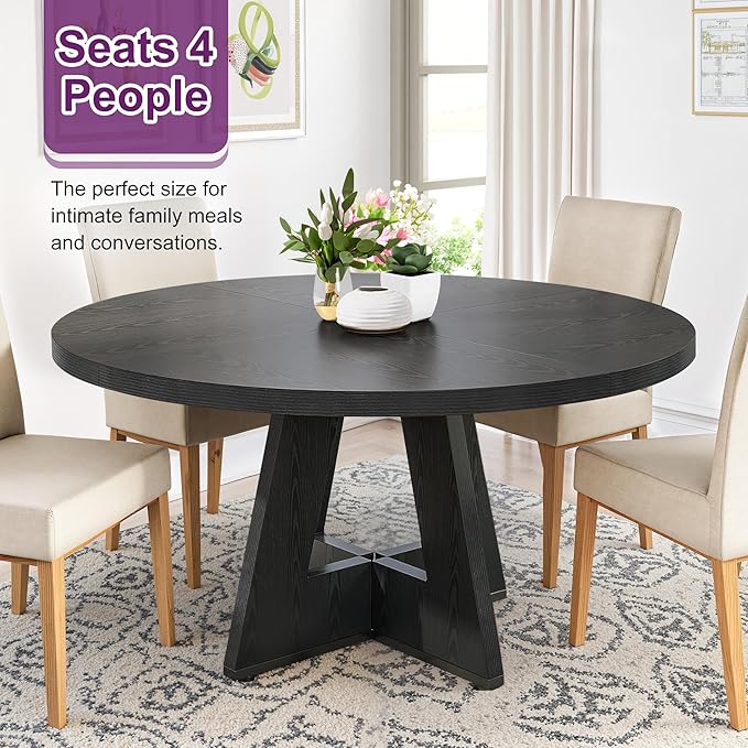 Round Dining Table for 4, Farmhouse Table for Dining Room, Living Room - Image 3