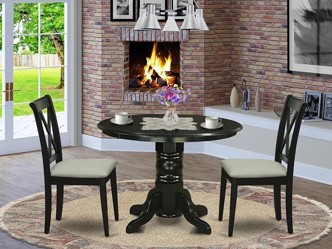 East West Furniture SHCL3-BLK-C 3 Piece Modern Dining Table Set Contains a - Image 7