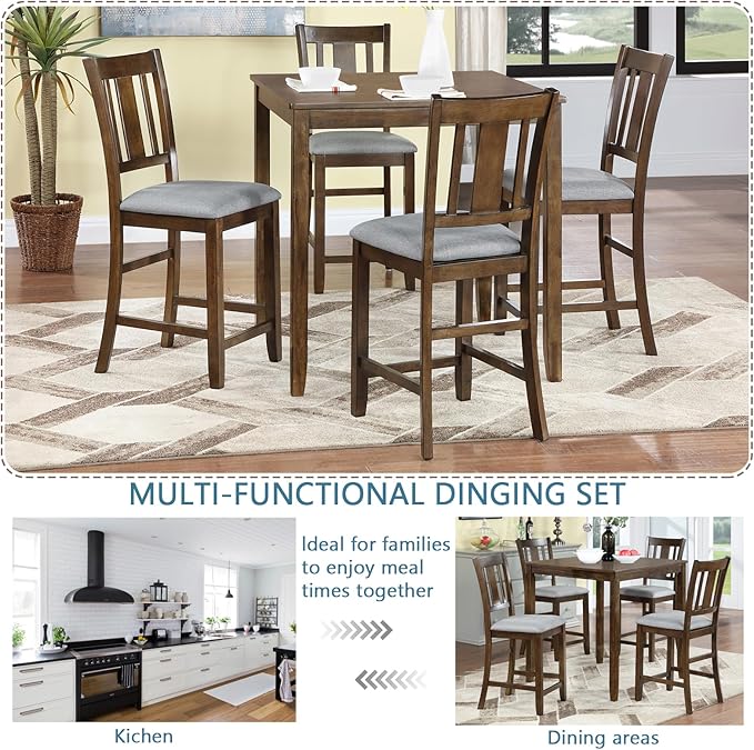 KEIKI 5-Piece Counter Height Dining Table Set - Image 6