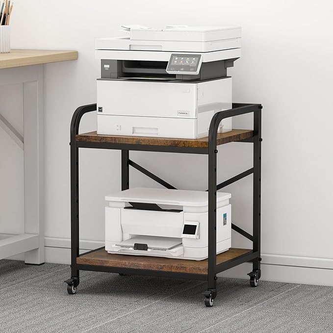2 Tier Under Desk Printer Stand, Large Printer Table by Vokumba
