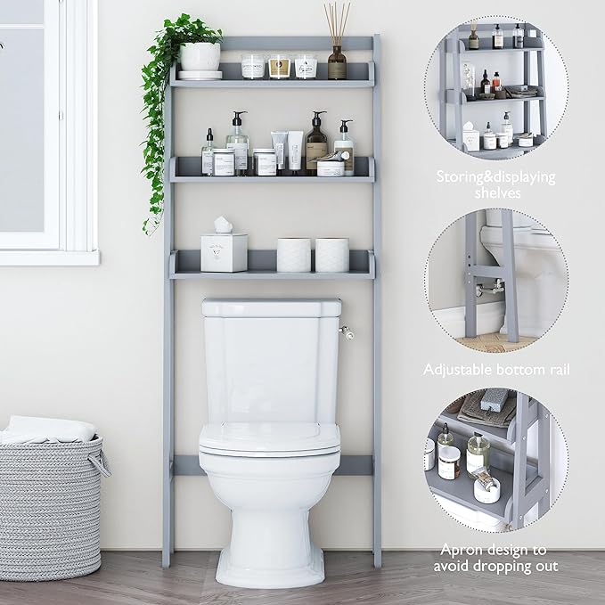 UTEX Over Toilet Bathroom Organizer, 3-Tier Above Toilet Storage Shelf Rack - Image 5