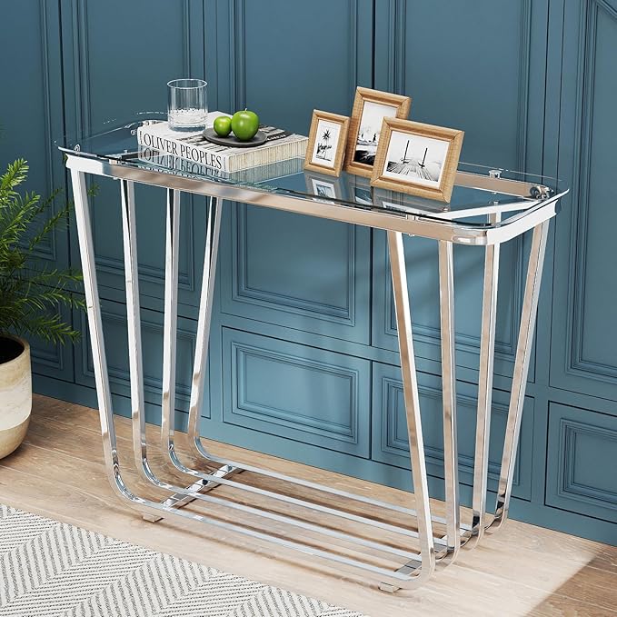 OIOG Glass Console Table for Entryway, Modern Entrance Table - Image 9