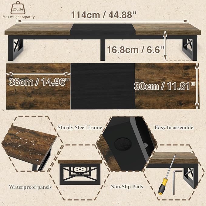 IBUYKE 45" Large TV Riser for 32-60 inch TV, Tabletop Short TV Stand - Image 6