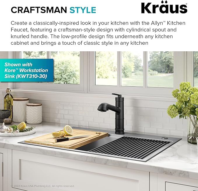 KRAUS Allyn Pull-Out Single Handle Kitchen Faucet in Matte Black, KPF-4103MB - Image 4