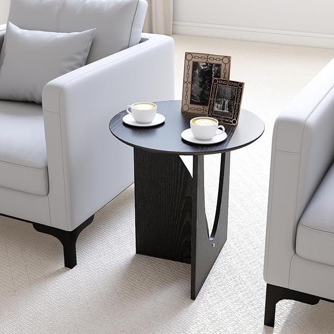 Round Black Side Table, Unique End Table and Small Coffee Table - Image 5