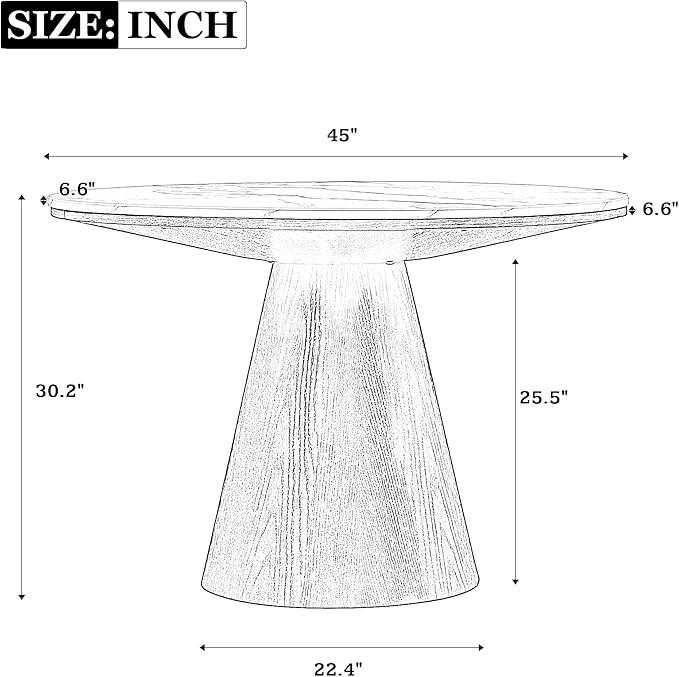 ERYE Contemporary Wooden Round Dining Table, More Decorative Rubber Wood - Image 2