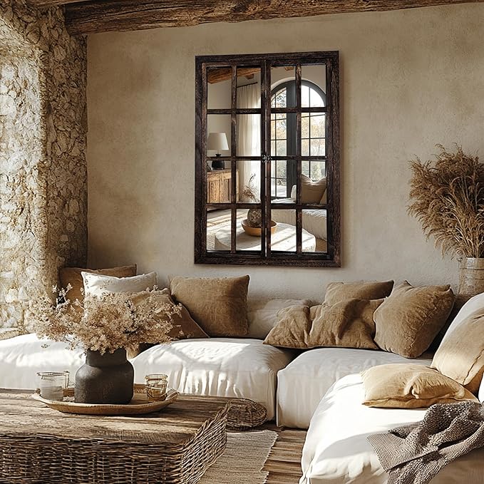 Wall Mirror with Window Design, Decorative Vintage Mirror - Image 5