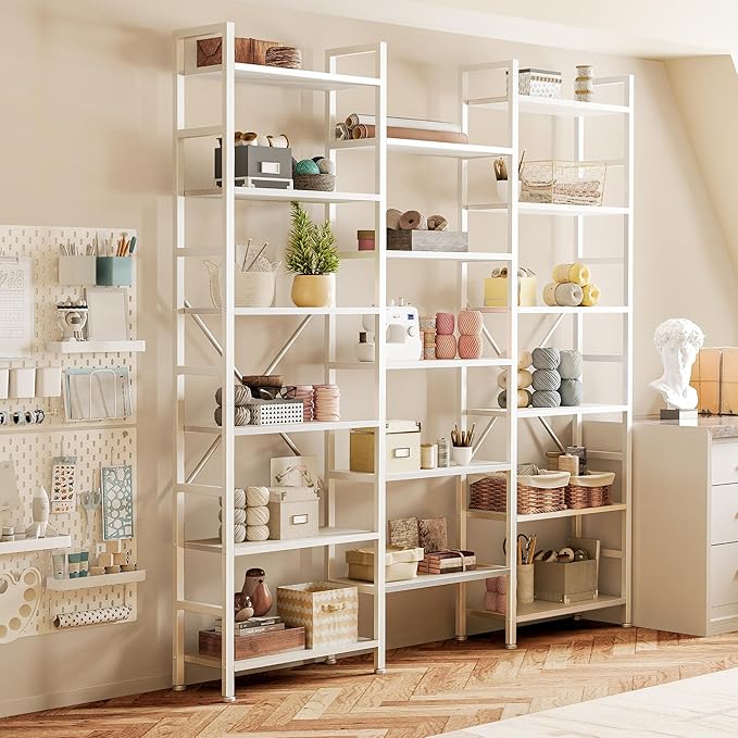 SUPERJARE Triple 6 Tier Bookshelf, Bookcase - Image 9
