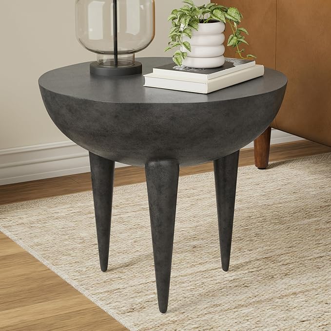 SIMPLIHOME Otto Cast Aluminum Side Table in Graphite, 21-inch Round, - Image 2
