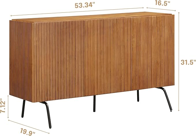 NTC Veil Modern Sideboard with 3 Doors, Buffet Cabinet with Vertical Groove - Image 2