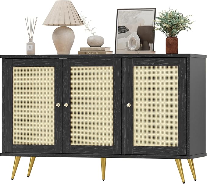 Shintenchi Large Rattan Storage Cabinet, Modern Sideboard Cabinet, Accent Large - Image 7