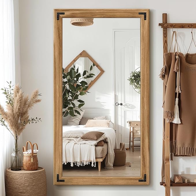 Full Length Mirror with Wooden Frame, Bedroom Decor, Hanging or Leaning - Image 8