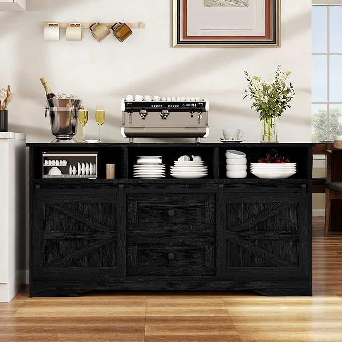YITAHOME 59" Large Buffet Sideboard Cabinet, Farmhouse Kitchen Cabinet by YITAHOME
