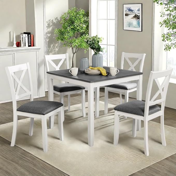 Dining Table Set for 4, 5-Piece Kitchen Table & Chairs Set - Image 7