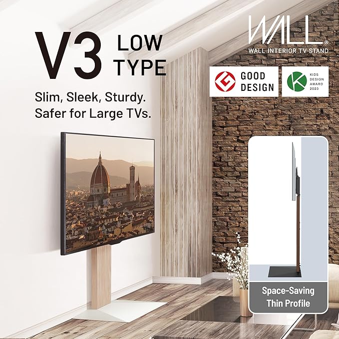 WALL V3 Low Type | Sleek Japanese 32-80 Inch Universal Side TV Stand Adjustable - Image 2