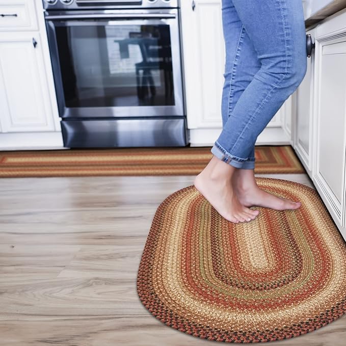 Homespice 20x30” Brown Oval Braided Rug. Gingerbread Brown Jute Oval Rug. Uses- by Homespice