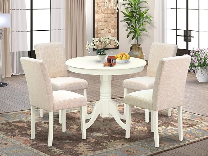 East West Furniture ANAB5-LWH-02 5 Piece Dining Table Set - Image 2