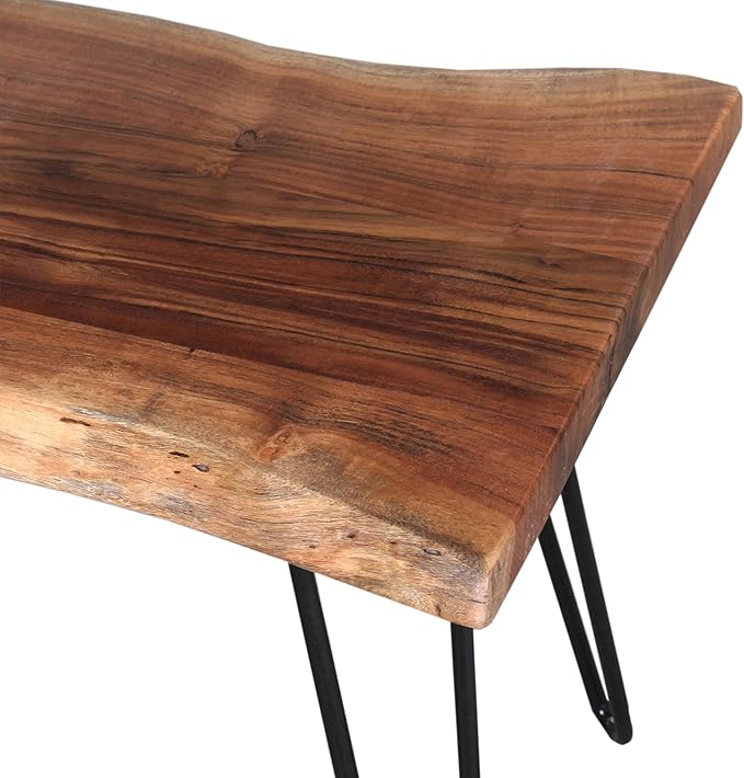 Alaterre Furniture 48” Live Edge Dining Bench – Rustic Industrial Farmhouse - Image 9