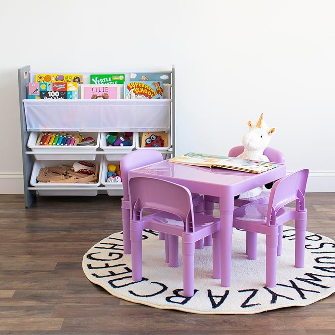 Humble Crew Kids Plastic Table and 4 Chairs Set, Toddler Playroom Activity - Image 3