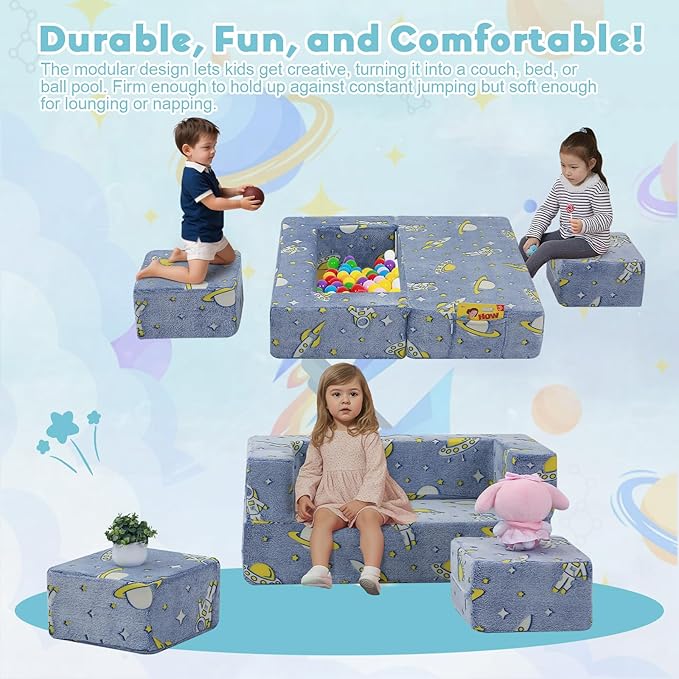 MeMoreCool Modular Kids Couch, Glow Play Toddler Couch - Image 4