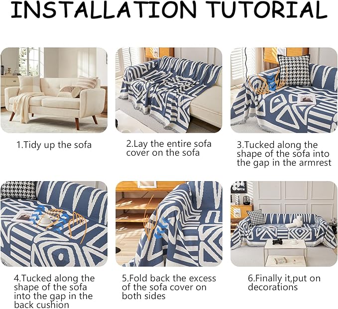 HANDONTIME Boho Couch Covers for Sofa Chenille Sofa Covers Washable Sectional - Image 7