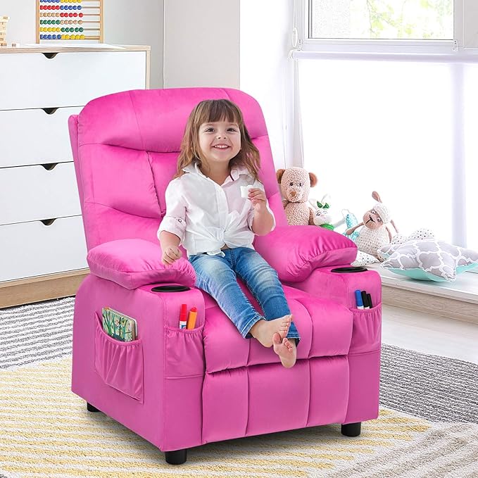 Costzon Kids Velvet Recliner Chair - Image 2