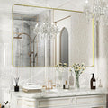 55×36 Gold Bathroom Mirror, Rectangular Bathroom Vanity Mirror by FunMemories